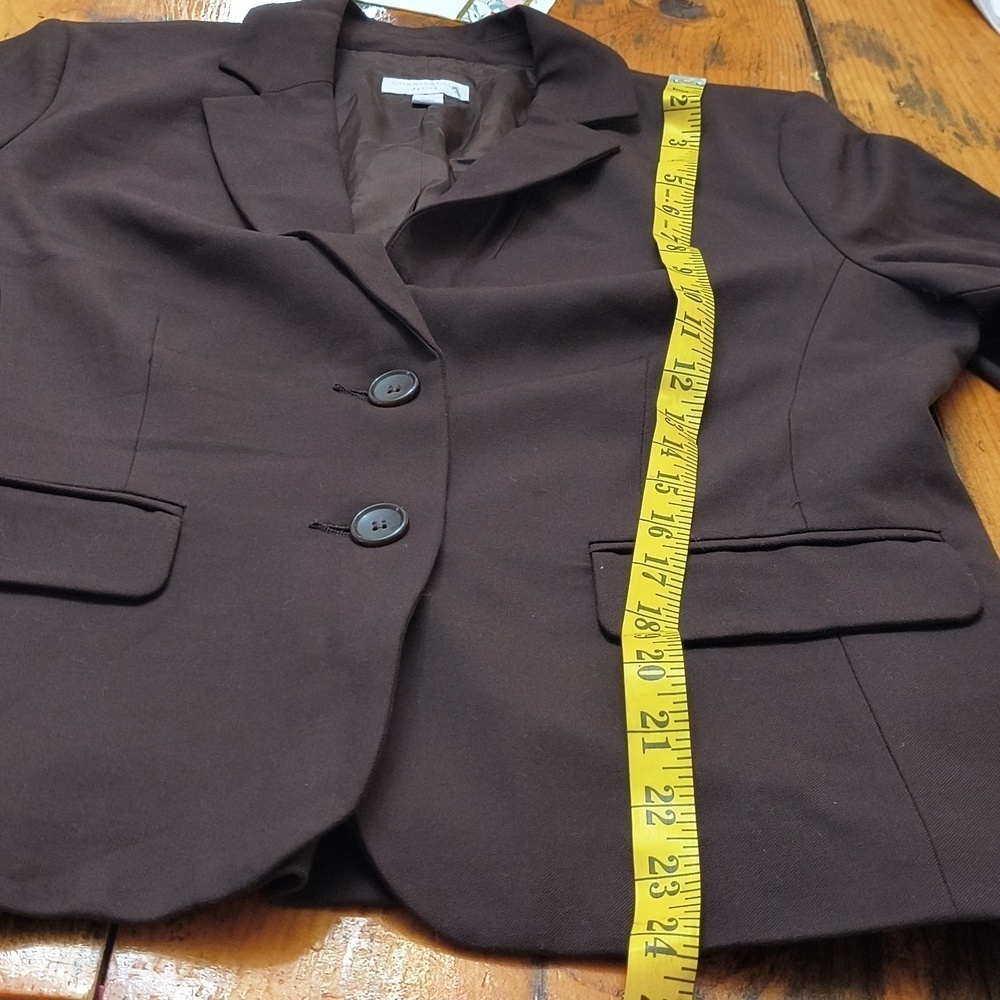 Trendy Chocolate Color Blazer Formal Pockets Size 8 Petite Capsule Wardrobe - Picture 12 of 12